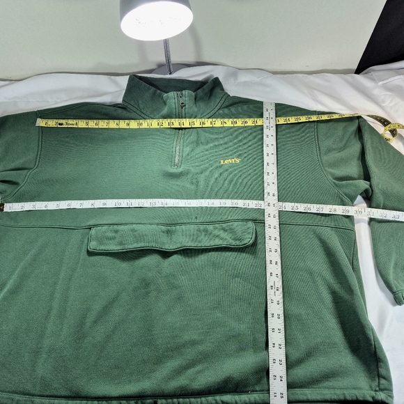 Levi’s Relaxed Fit 1/4 Zip Pouch Sweatshirt Collard Green XXL Unisex Gorpcore - Picture 8 of 11